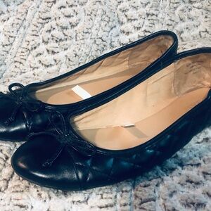 Merona Black Quilted Ballet Flats with Bow Accent